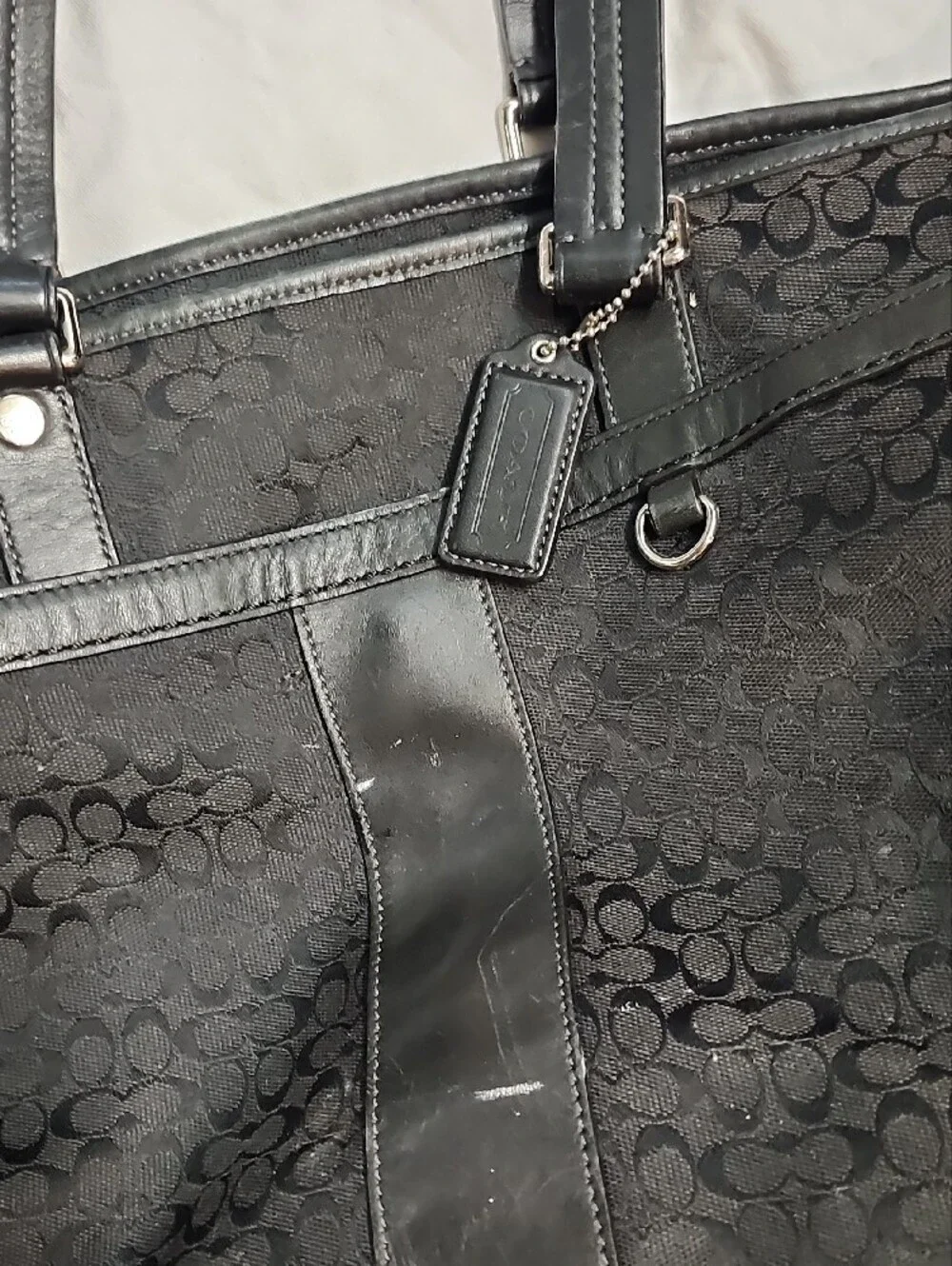 Coach Black Signature Jacquard Laptop Tote